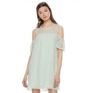 Gypsy Rose Women Mint Green Lace Cold Shoulder Mini Dress Size XL